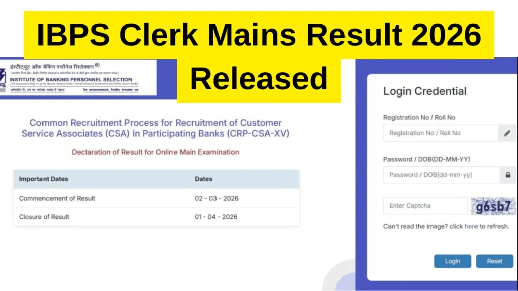 IBPS Clerk Mains Result 2026
