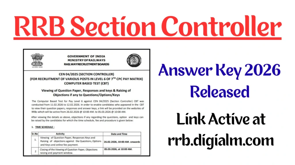 RRB Section Controller Answer Key 2026