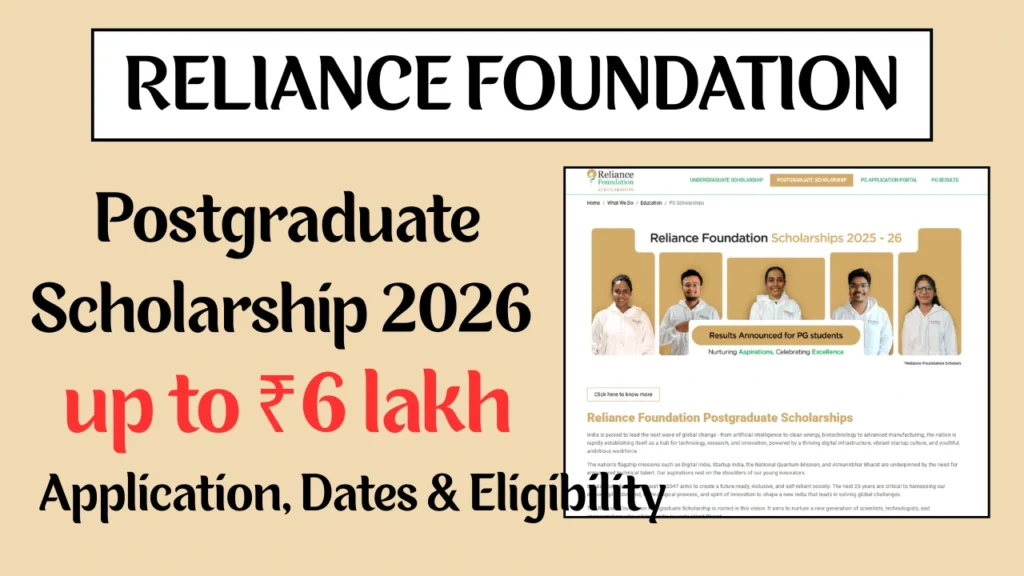 Reliance Foundation Postgraduate Scholarship 2026