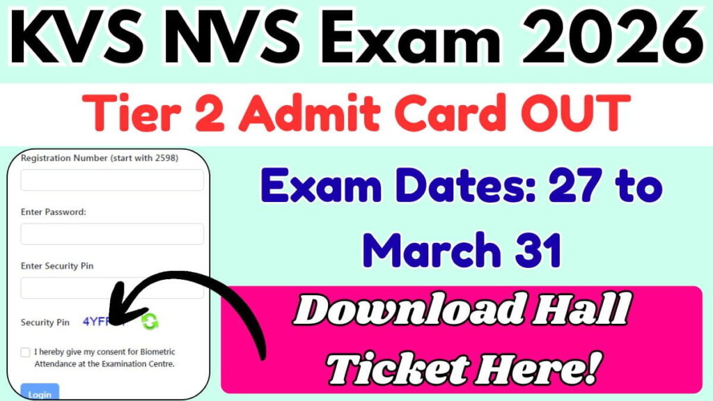 KVS NVS Tier 2 Admit Card 2026 